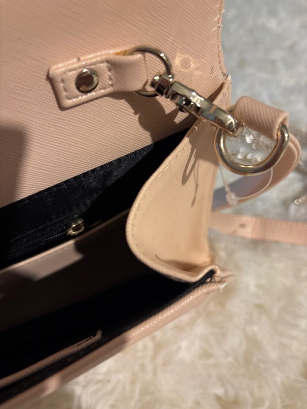 Lacuttura New York Blush Pink Envelope Clutch Crossbody Purse Gold Hardware - Picture 15 of 16